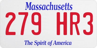 MA license plate 279HR3