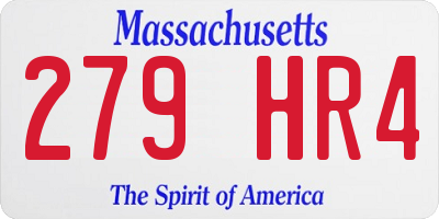 MA license plate 279HR4