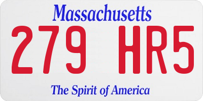 MA license plate 279HR5
