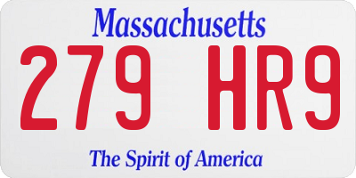 MA license plate 279HR9