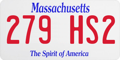 MA license plate 279HS2
