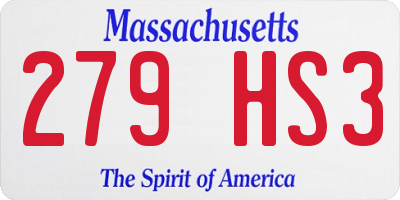 MA license plate 279HS3