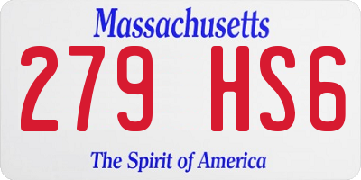 MA license plate 279HS6