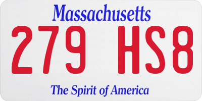 MA license plate 279HS8