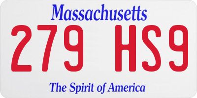 MA license plate 279HS9