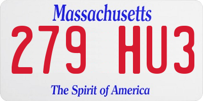 MA license plate 279HU3