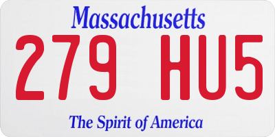 MA license plate 279HU5