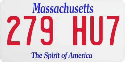 MA license plate 279HU7