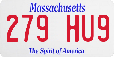 MA license plate 279HU9