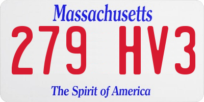 MA license plate 279HV3