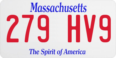 MA license plate 279HV9