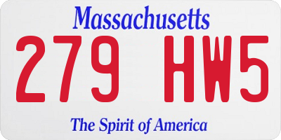 MA license plate 279HW5