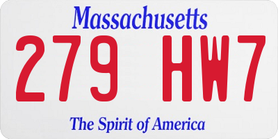 MA license plate 279HW7