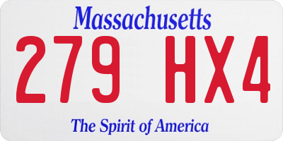 MA license plate 279HX4
