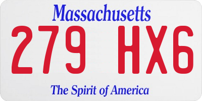 MA license plate 279HX6