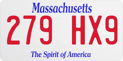 MA license plate 279HX9