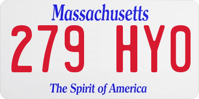 MA license plate 279HY0
