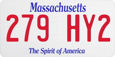 MA license plate 279HY2