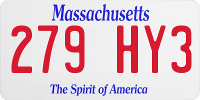 MA license plate 279HY3