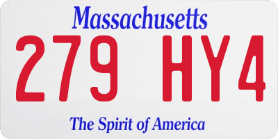 MA license plate 279HY4