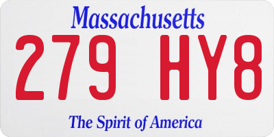 MA license plate 279HY8