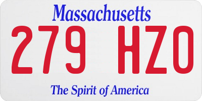 MA license plate 279HZ0