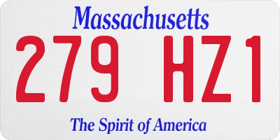MA license plate 279HZ1