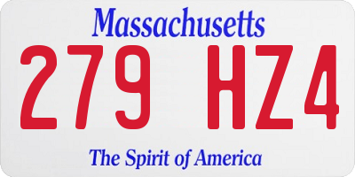 MA license plate 279HZ4