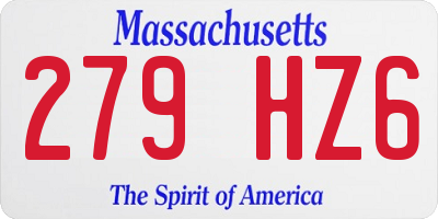 MA license plate 279HZ6