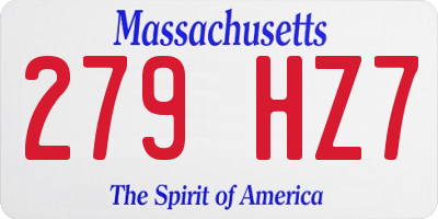 MA license plate 279HZ7