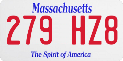 MA license plate 279HZ8