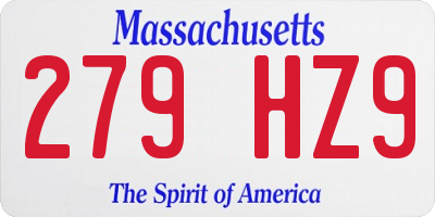MA license plate 279HZ9