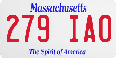 MA license plate 279IA0
