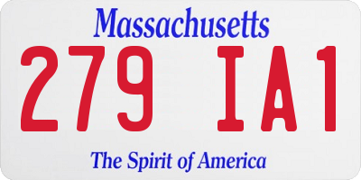 MA license plate 279IA1