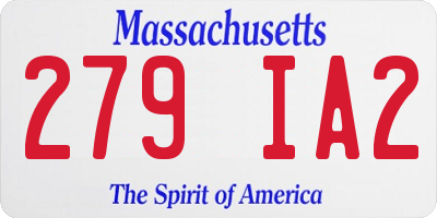 MA license plate 279IA2