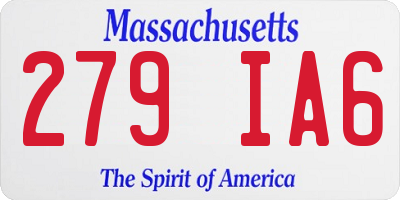 MA license plate 279IA6