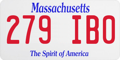 MA license plate 279IB0