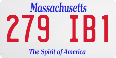 MA license plate 279IB1