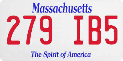 MA license plate 279IB5
