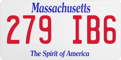 MA license plate 279IB6