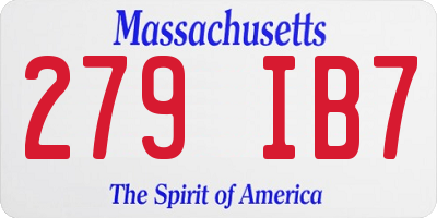 MA license plate 279IB7