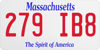 MA license plate 279IB8