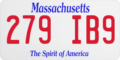 MA license plate 279IB9