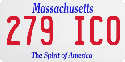 MA license plate 279IC0