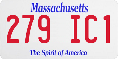 MA license plate 279IC1