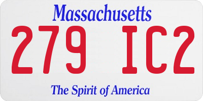 MA license plate 279IC2