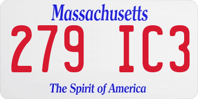 MA license plate 279IC3