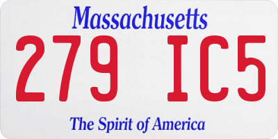 MA license plate 279IC5