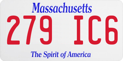 MA license plate 279IC6