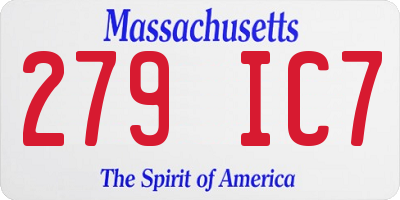 MA license plate 279IC7